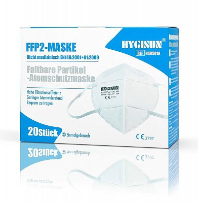 Hygisun Respiratory Mask HS0501A  FFP2 CE 2797 (20 Pieces)