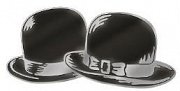 Laurel and Hardy Metal Pin Bowler Hats