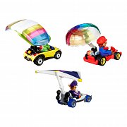 Mario Kart Hot Wheels Diecast Vehicle 3-Pack 1/64 Yoshi, Waluigi, Mario