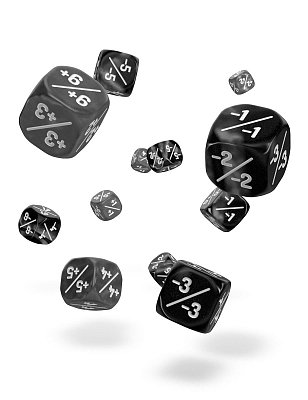 Oakie Doakie Dice D6 Dice 12 mm Marble/Gemidice Positive & Negative - Black (14)