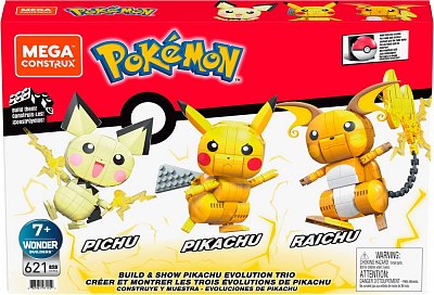 Pokémon Mega Construx Wonder Builders Construction Set Pikachu Evolution Trio 13 cm