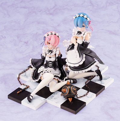 Re:ZERO -Starting Life in Another World- PVC Statue 1/8 Rem & Ram Special Stand Complete Set 16 cm --- DAMAGED PACKAGING