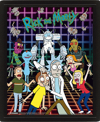 Rick and Morty Framed 3D Lenticular Poster Pack Characters Grid 26 x 20 cm (3)