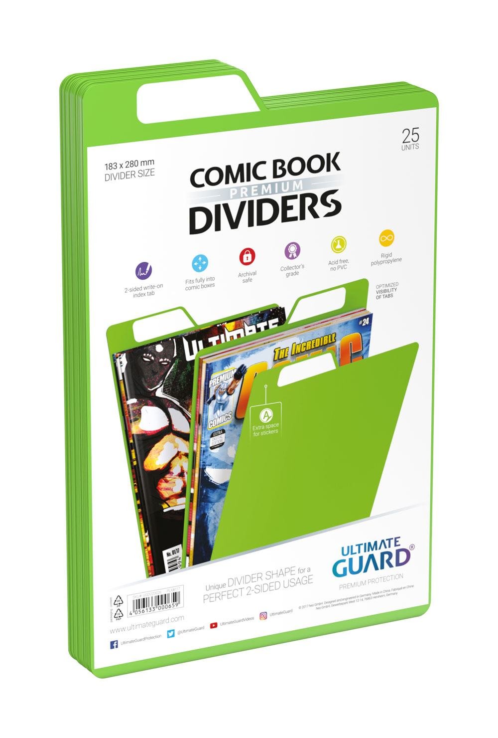 Pack of 25, Green Ultimate Guard Premium Comic Book Dividers