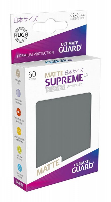60 Ultimate Guard SUPREME UX Japanese Size Card Sleeves Matte BLACK 