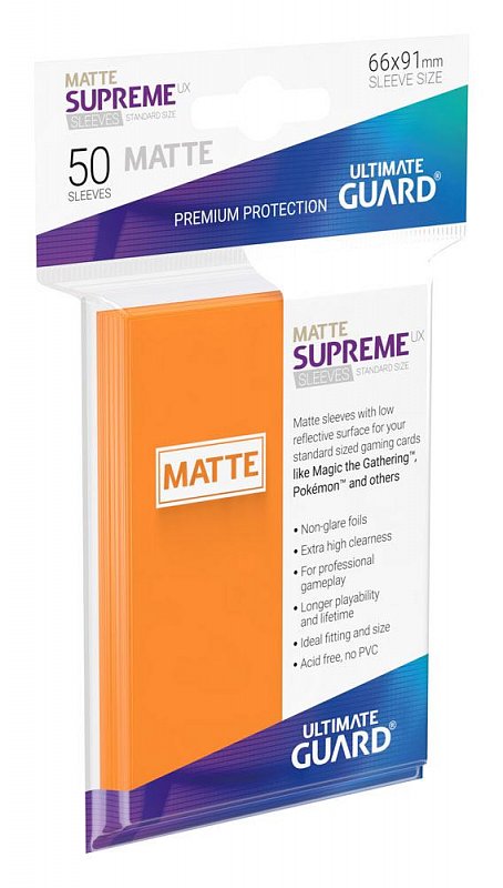 Ultimate Guard SUPREME UX MATTE Standard Card Sleeves ORANGE Pack of 50 